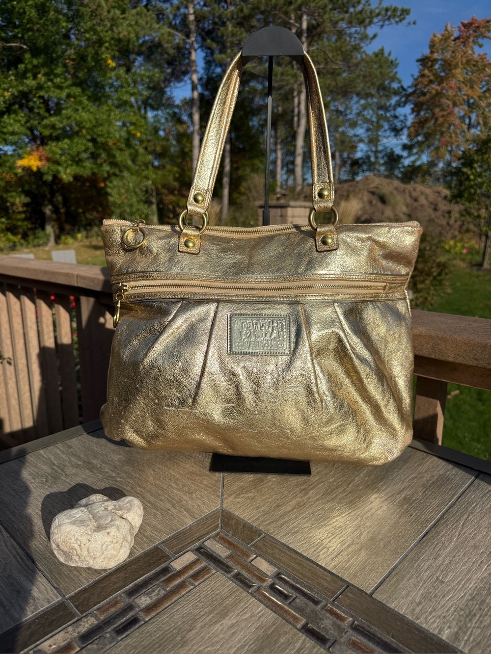 Vintage Coach Poppy Metallic Gold Leather
Glam Large Tote